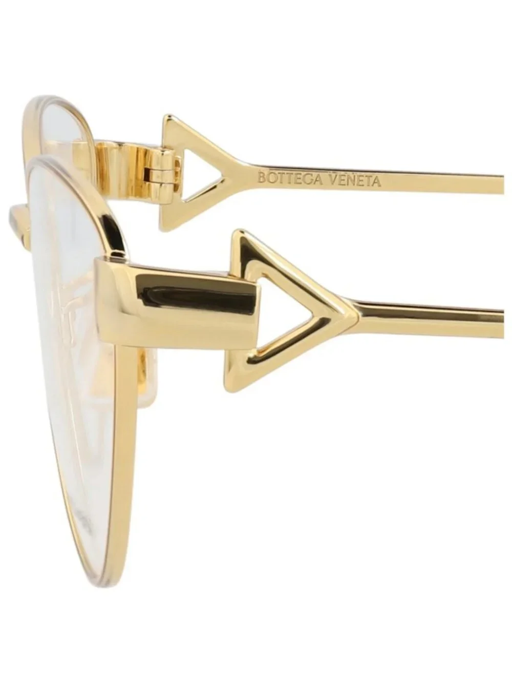 New Bottega Veneta Women's Eyeglasses Cat Eye Metal Frame Gold Gold Transparent